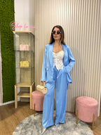 Tailleur raso Millie azzurro