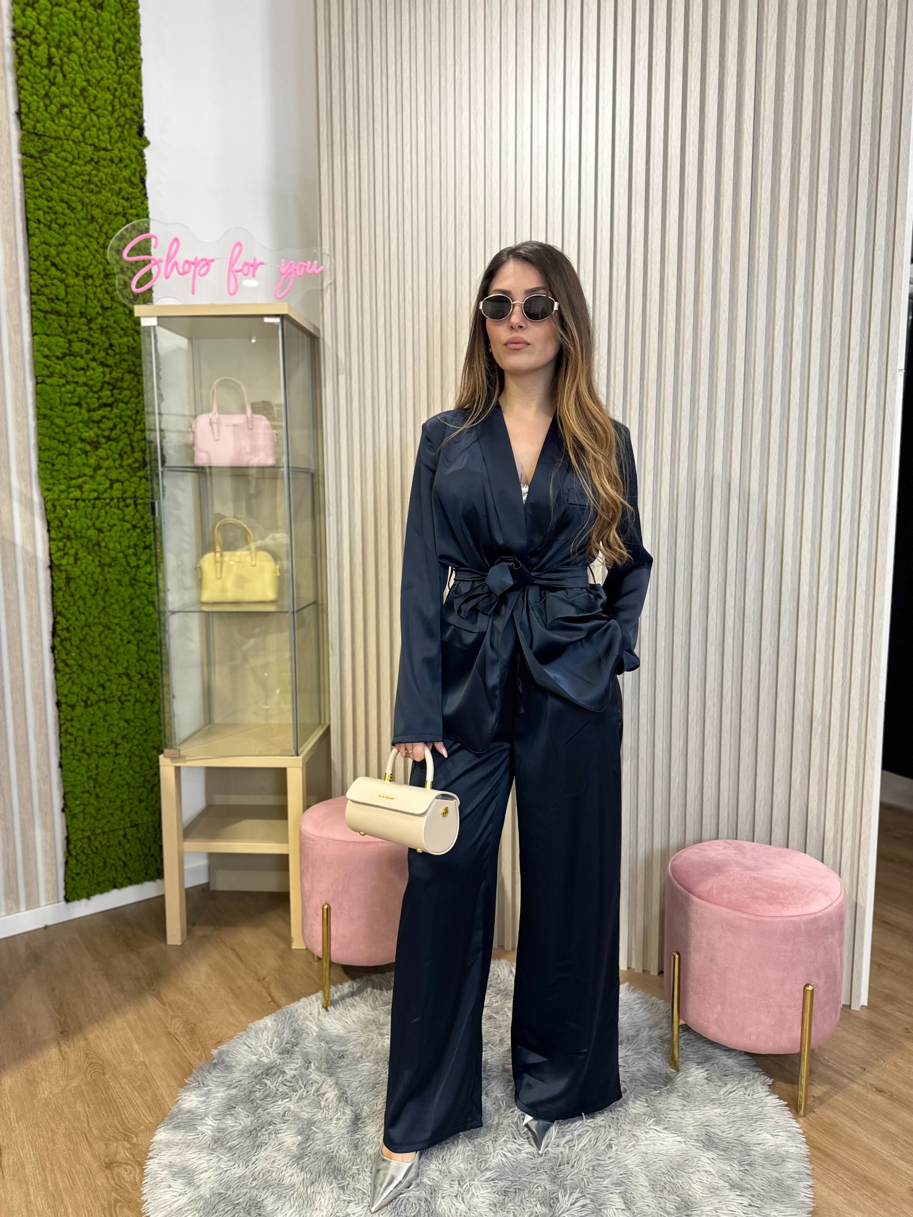 Tailleur raso Millie blu