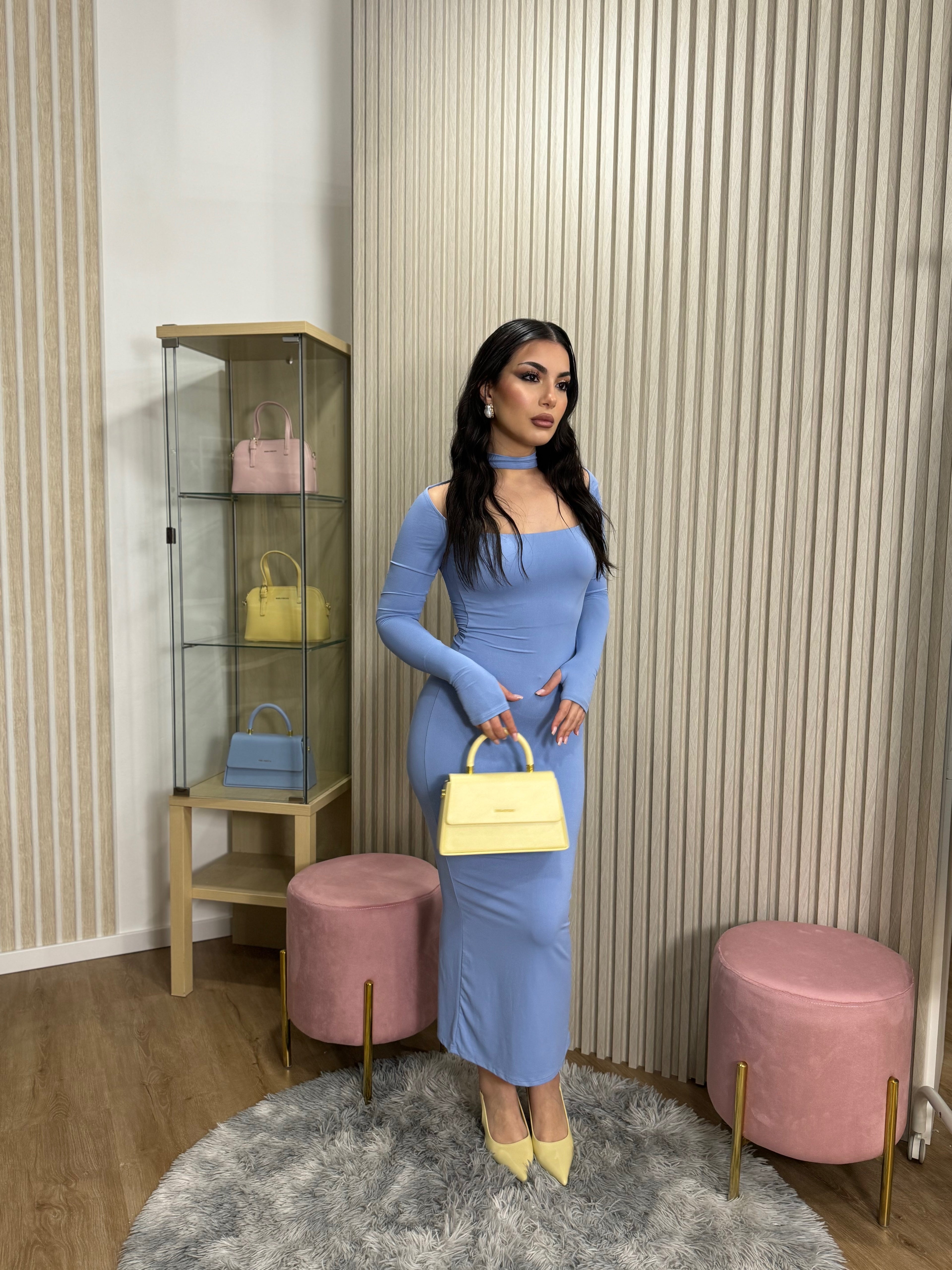 Abito Dominique lungo azzurro