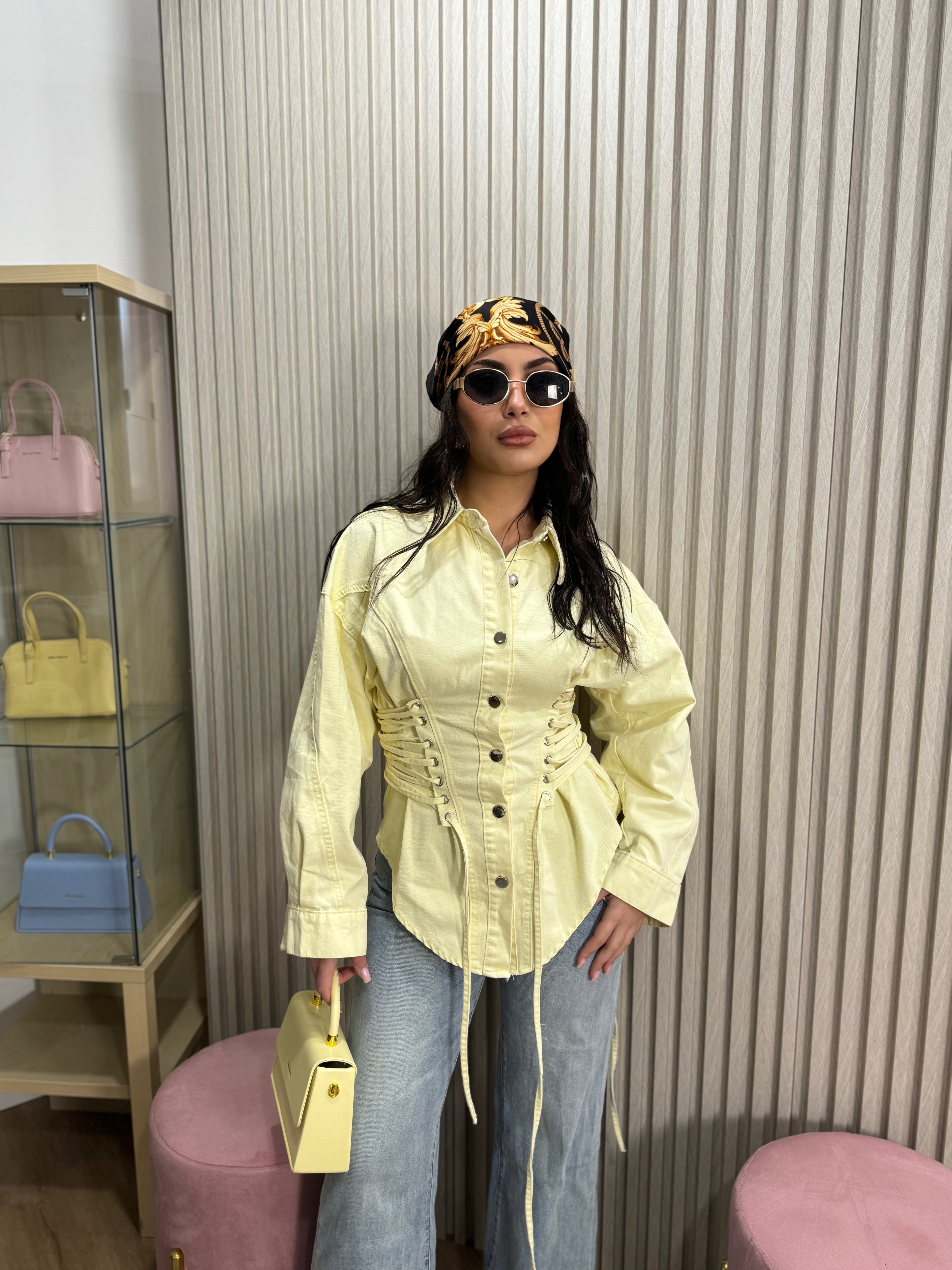 Giacca Denim stringata Lolita yellow