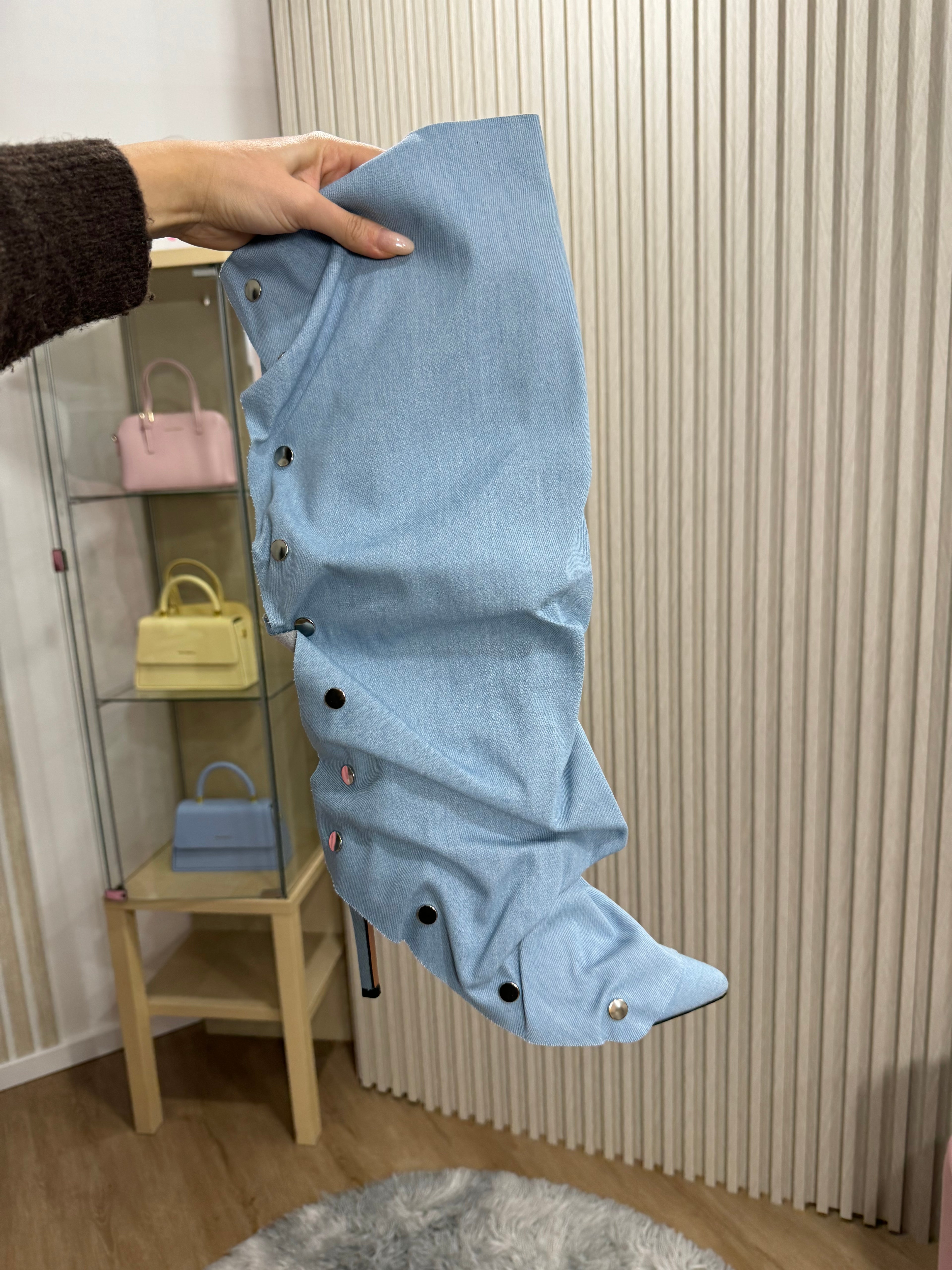 Stivale denim bottoni