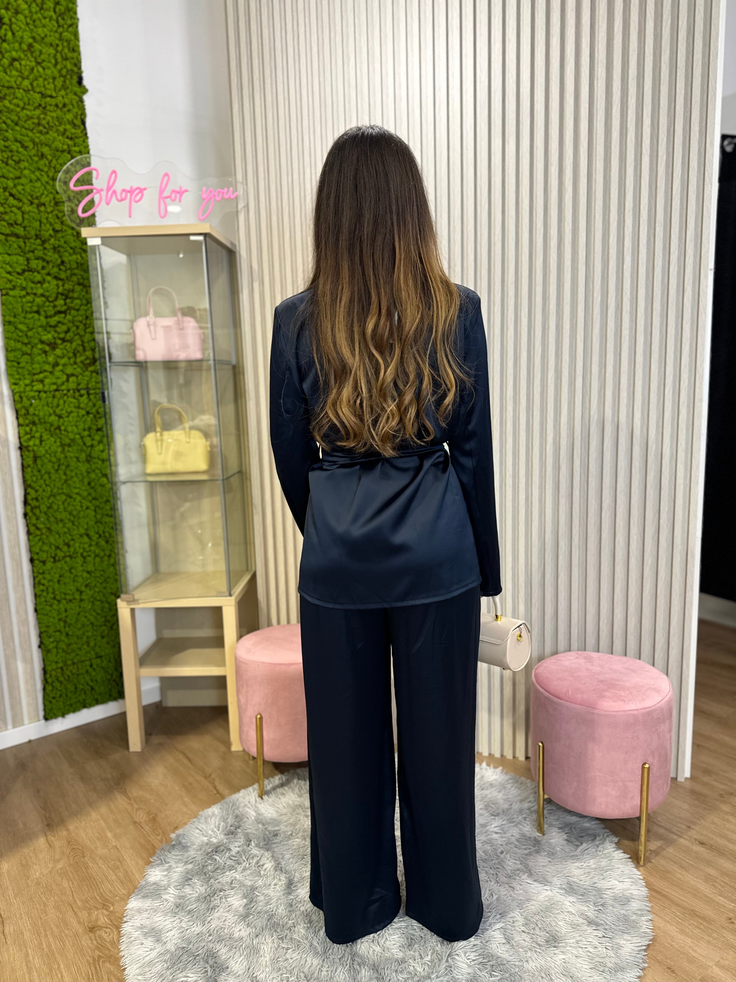 Tailleur raso Millie blu