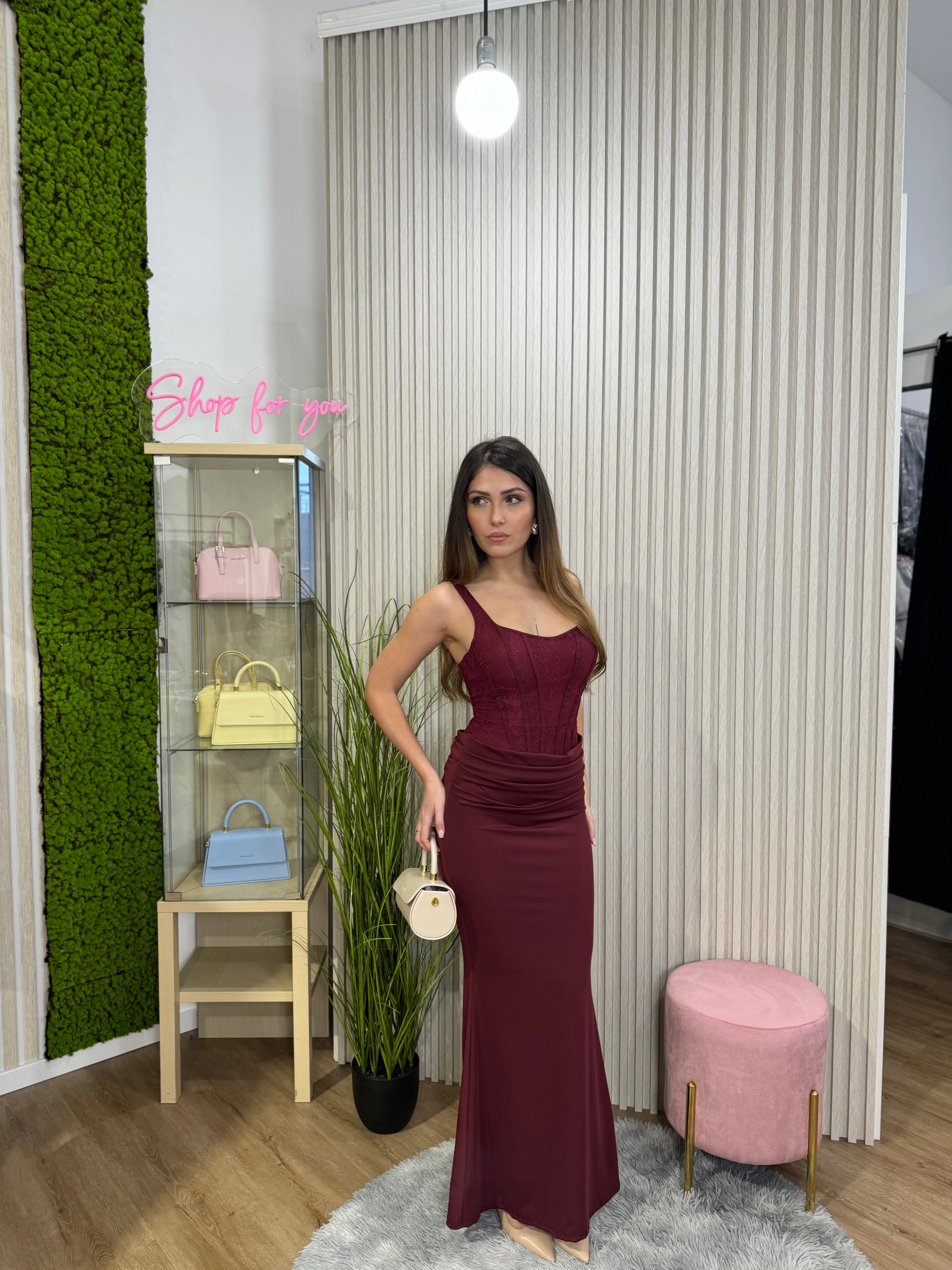 Abito Jolie lungo bordeaux