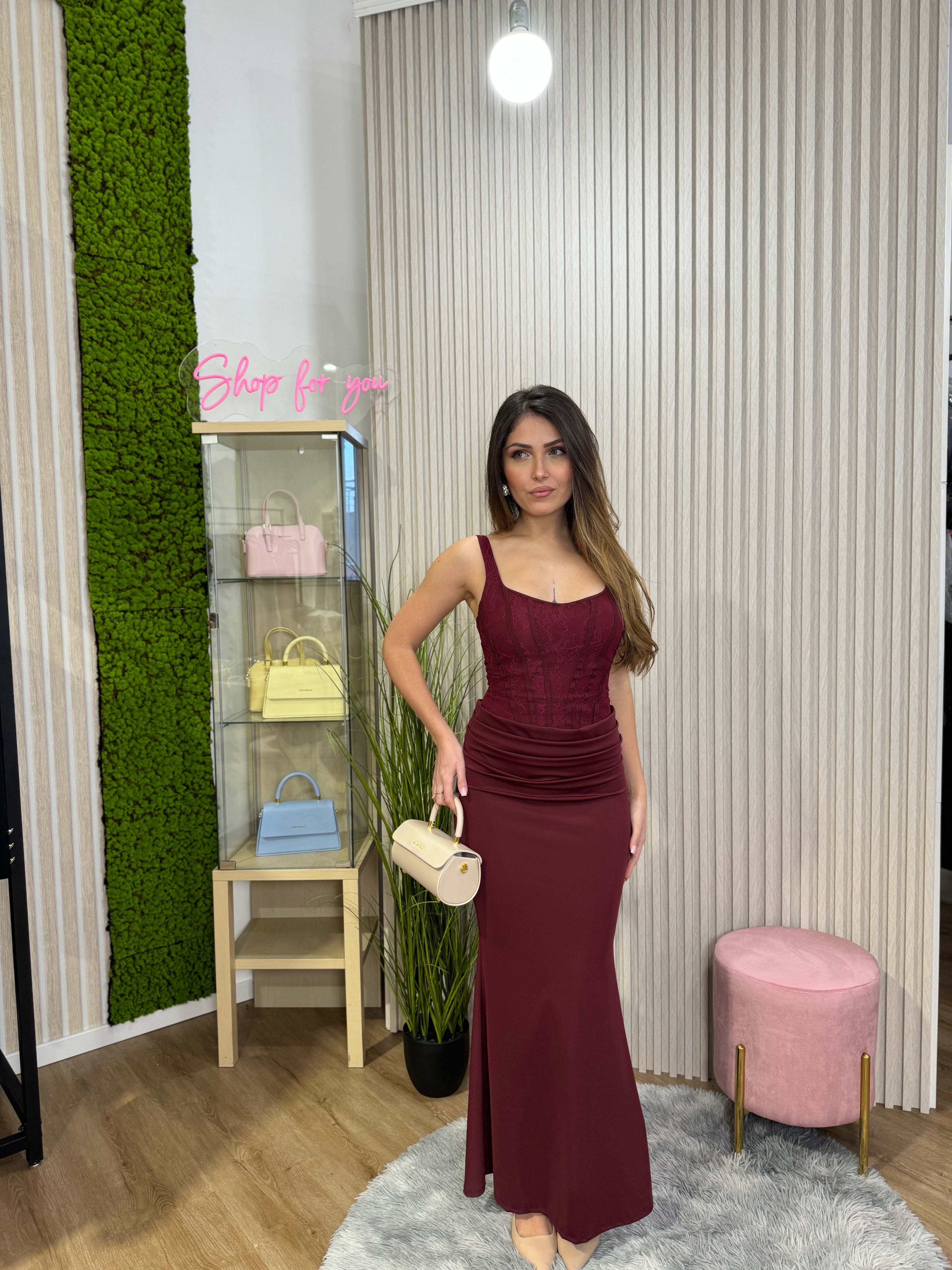 Abito Jolie lungo bordeaux