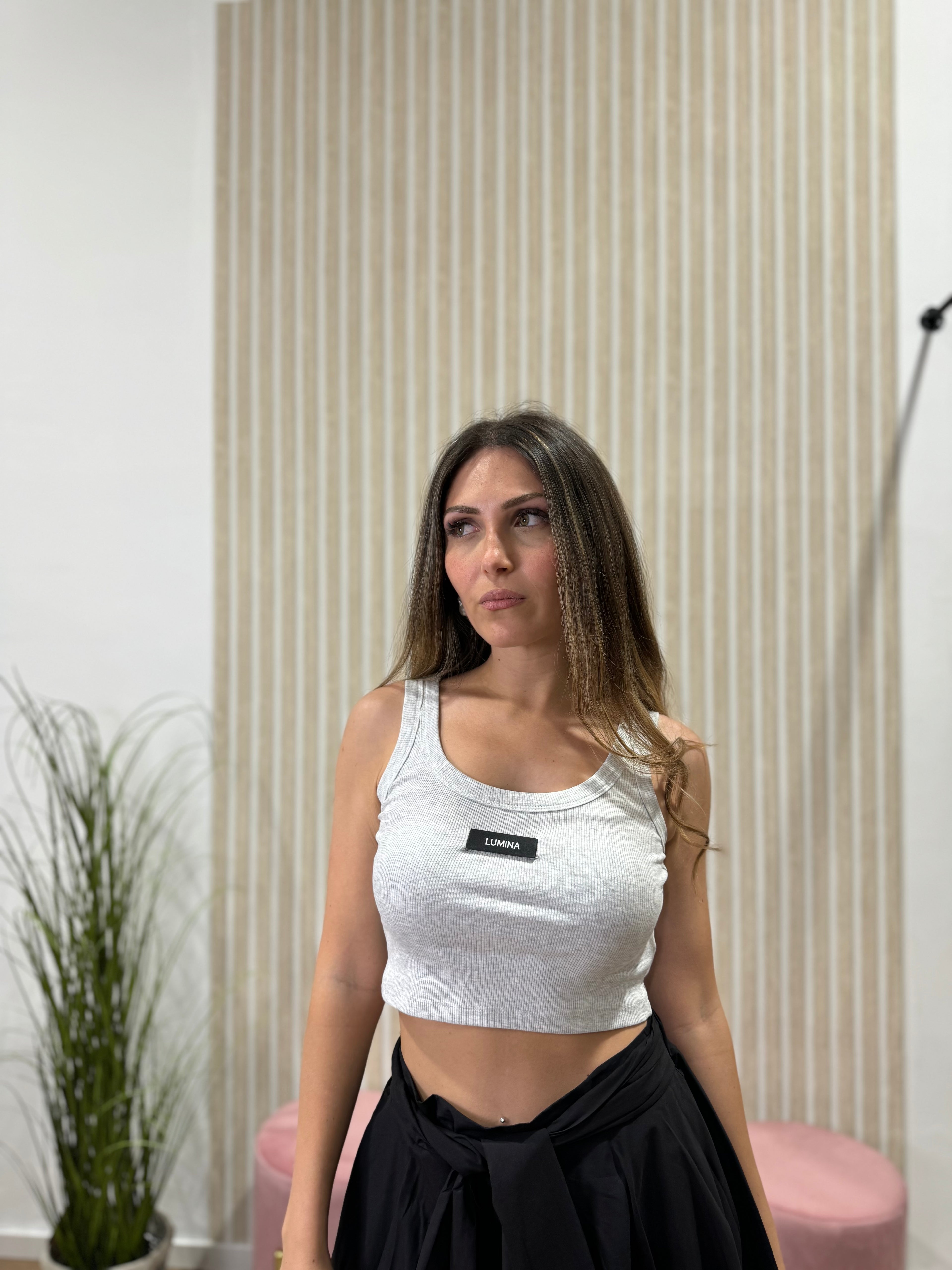 Top canotta crop LUMINA grey