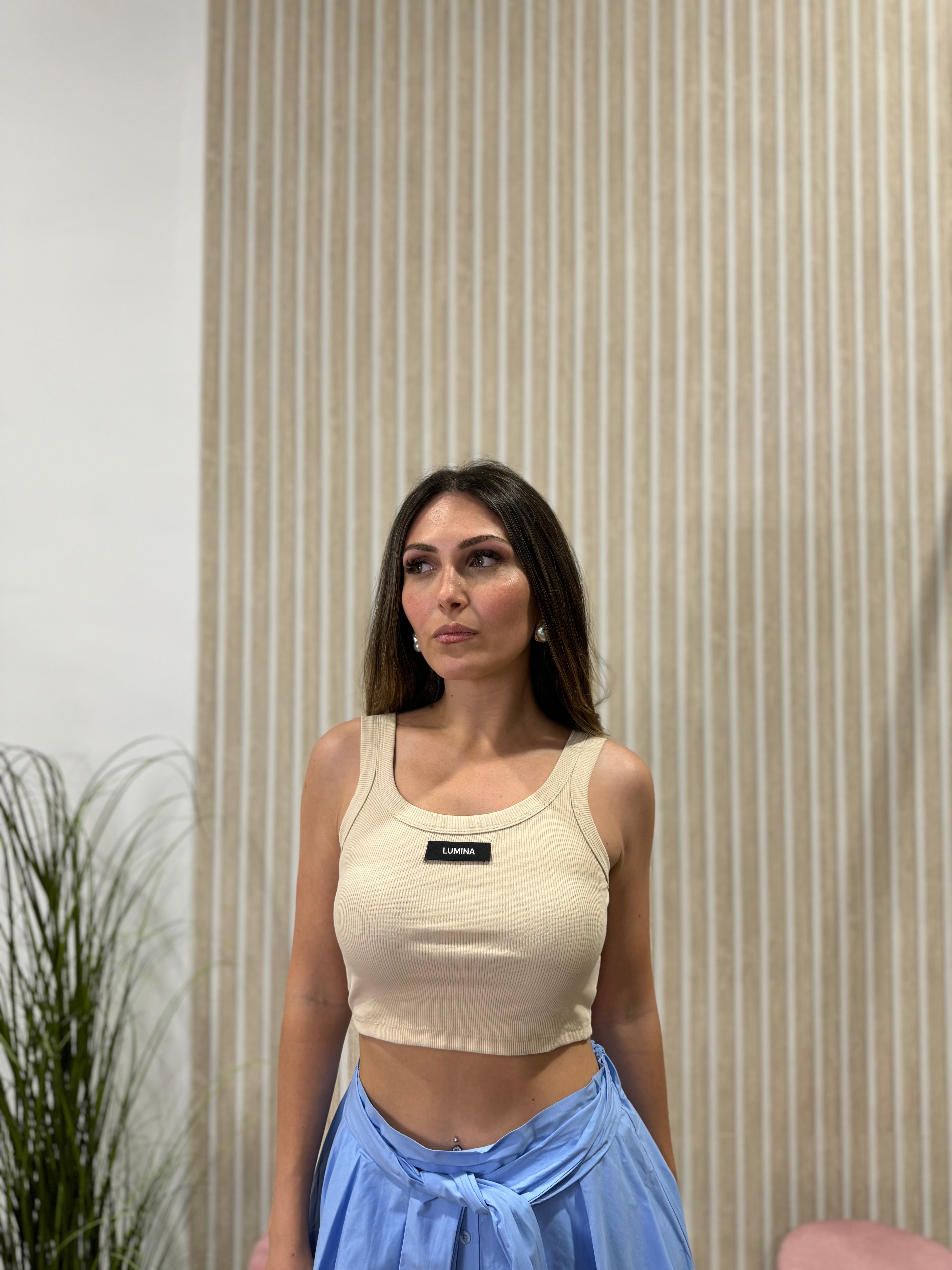 Top canotta crop LUMINA beige