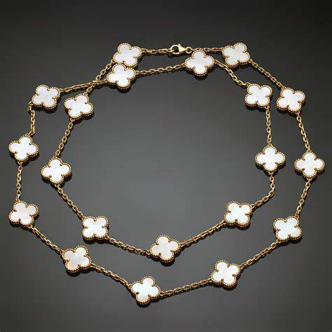Collana quadrifogli bianchi e oro