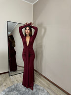 Abito Vicky m/lunga bordeaux