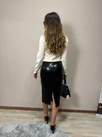 Longuette ecopelle vintage black