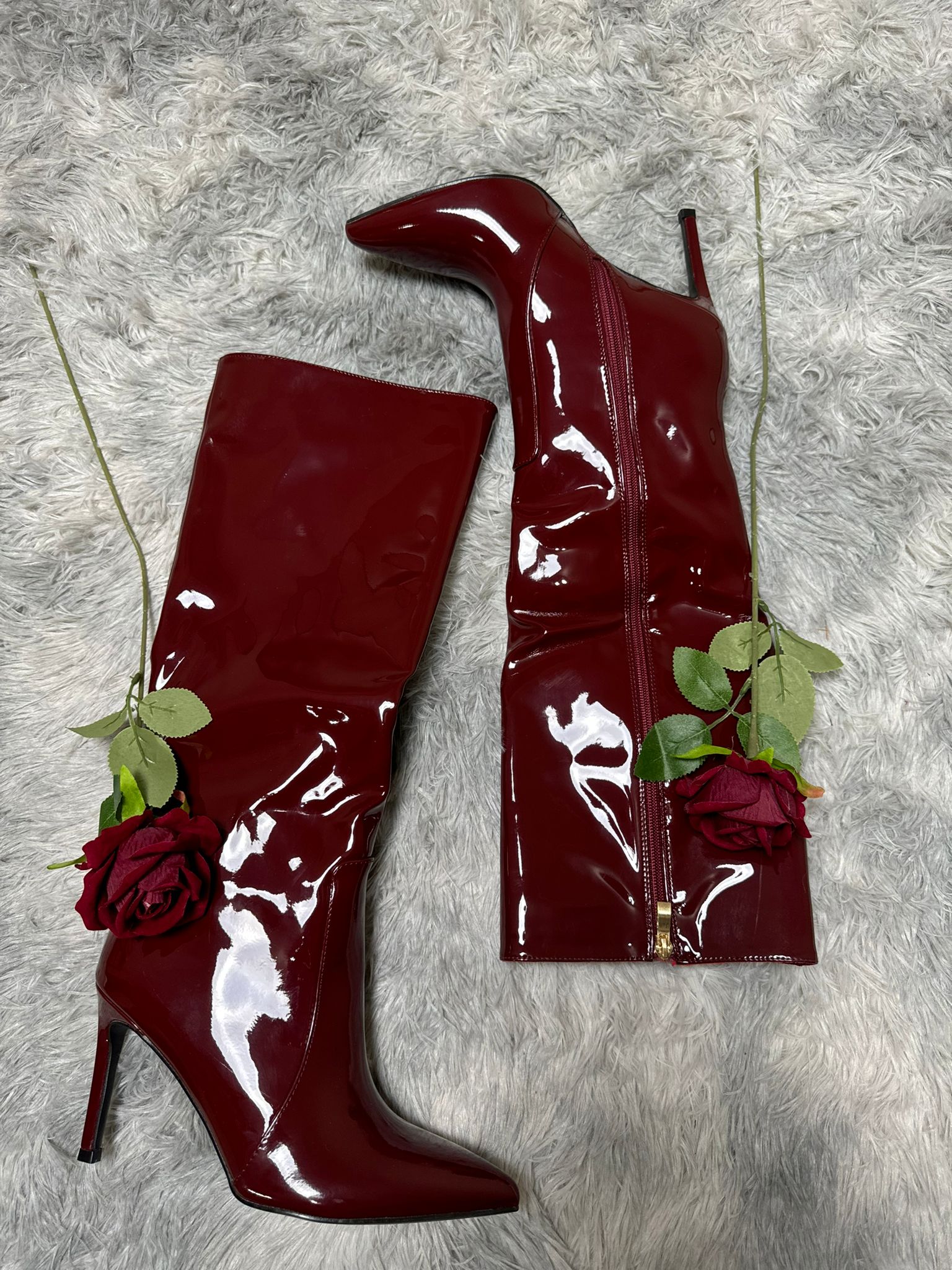 Stivale vernice bordeaux