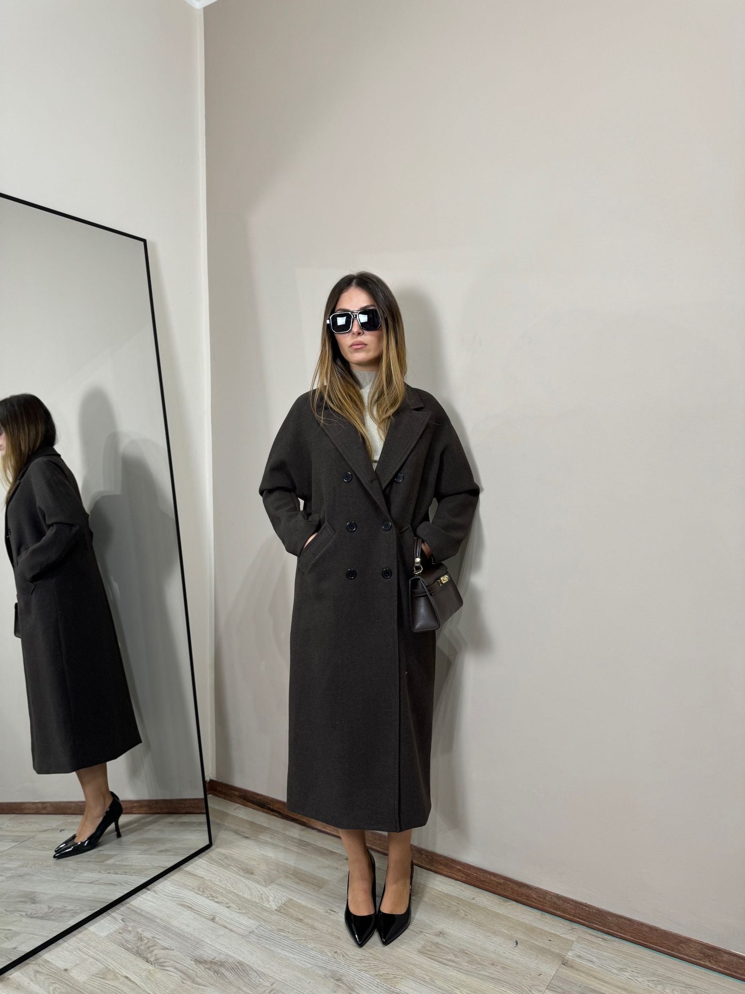 Cappotto top quality Priscilla testa di moro