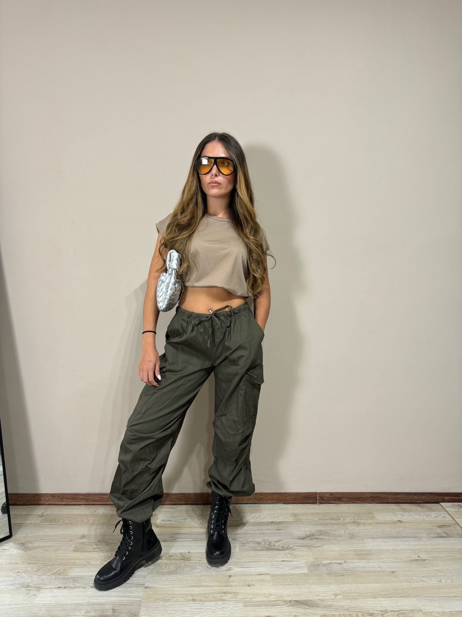Pantalone Cargo Matilde verde militare