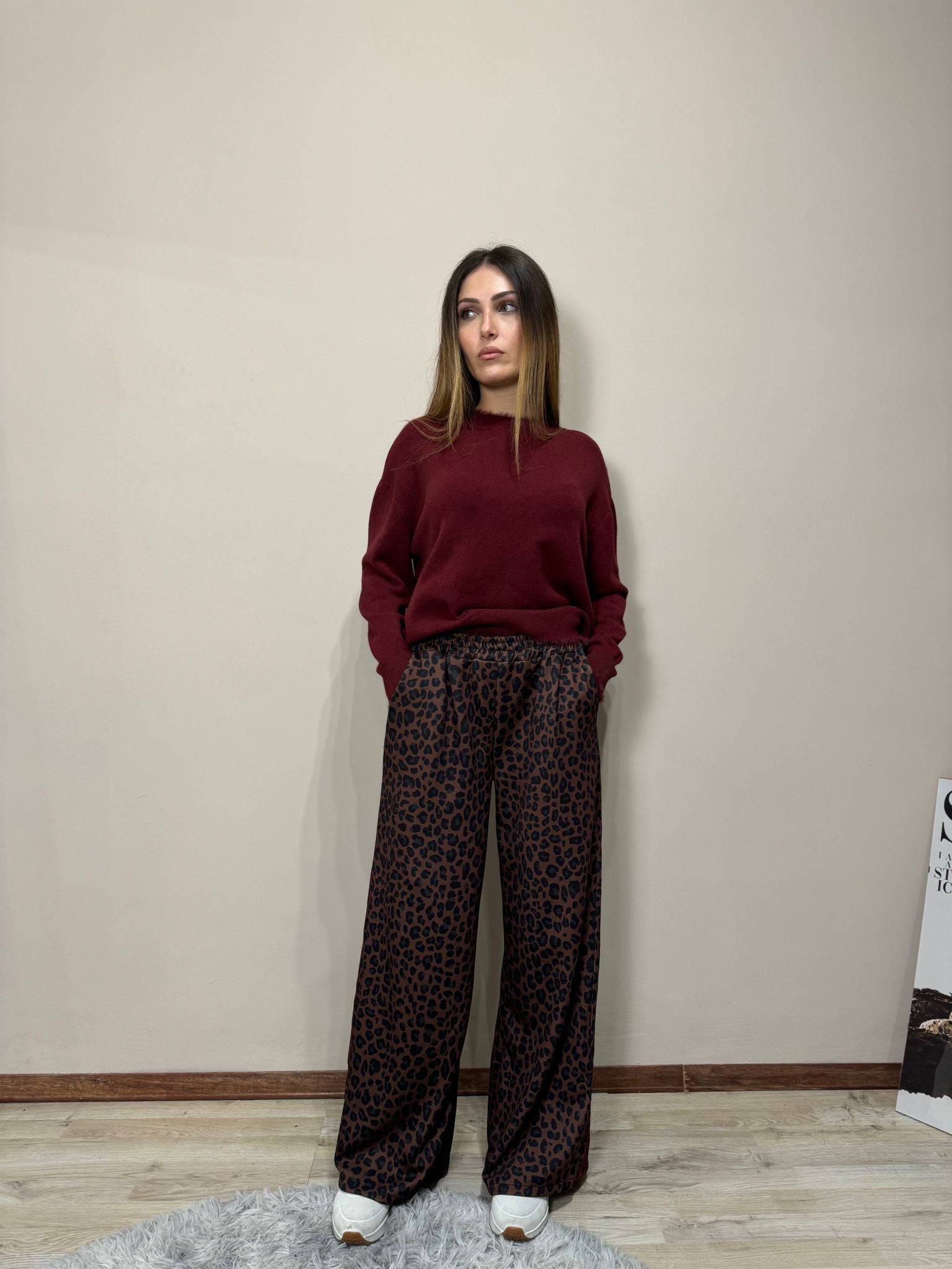 Pantatuta leopardato strisce bordeaux