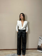 Pantalone ecopelle black