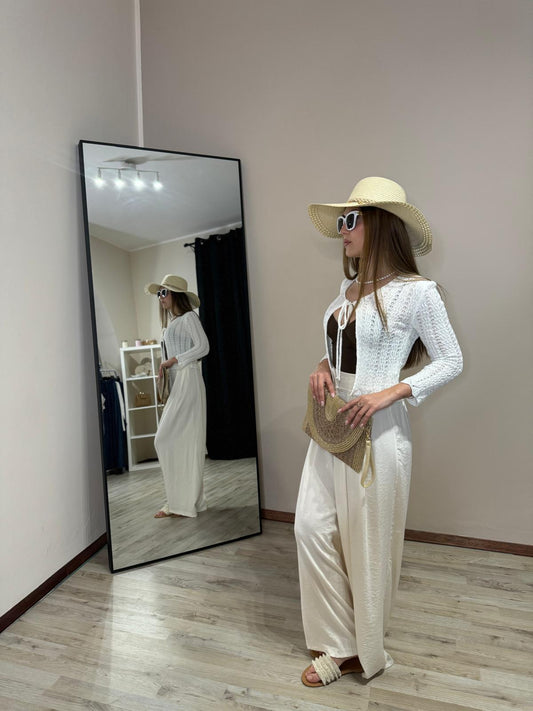 Cardigan traforato con laccetto