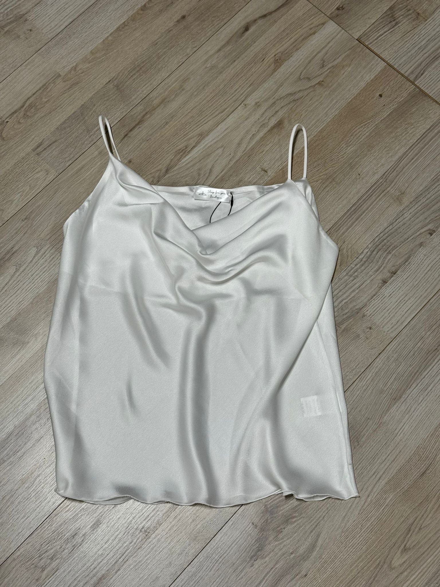 Blusa in raso con bretelle bianca