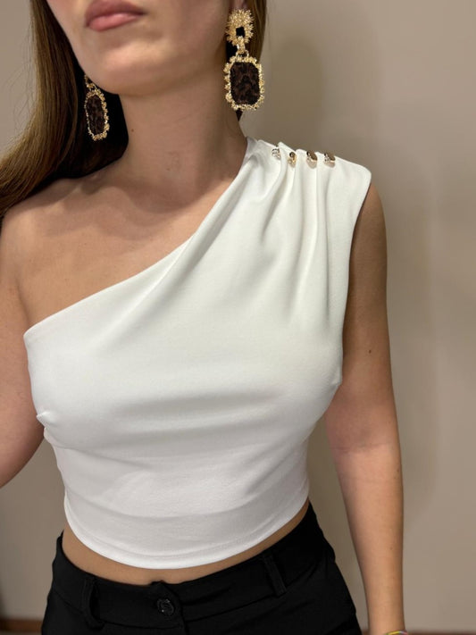 Top monospalla bianco