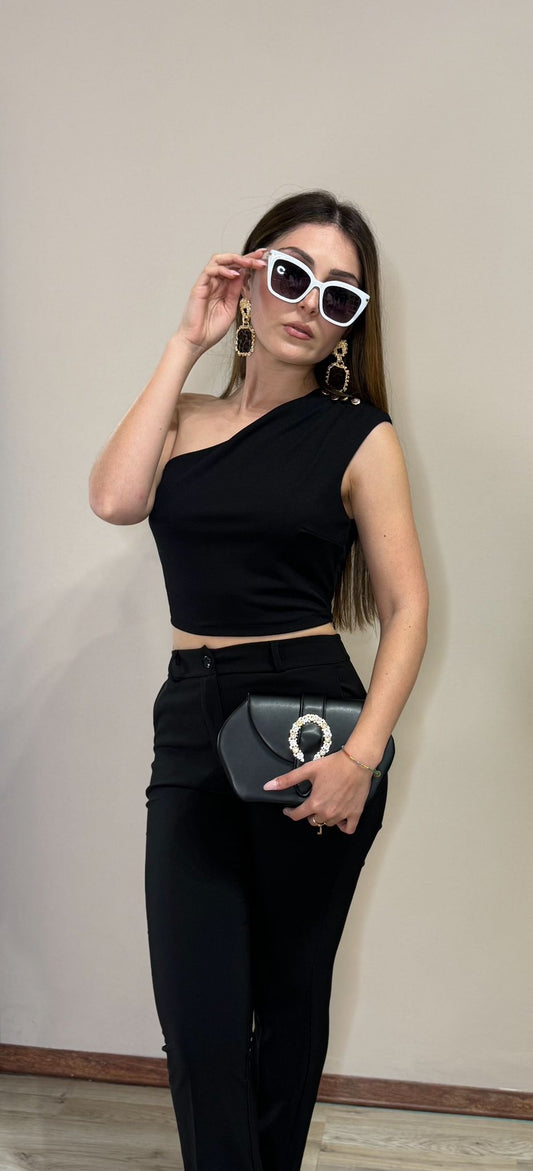 Top monospalla nero