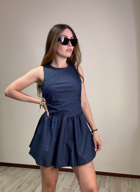 abito denim schiena scoperta