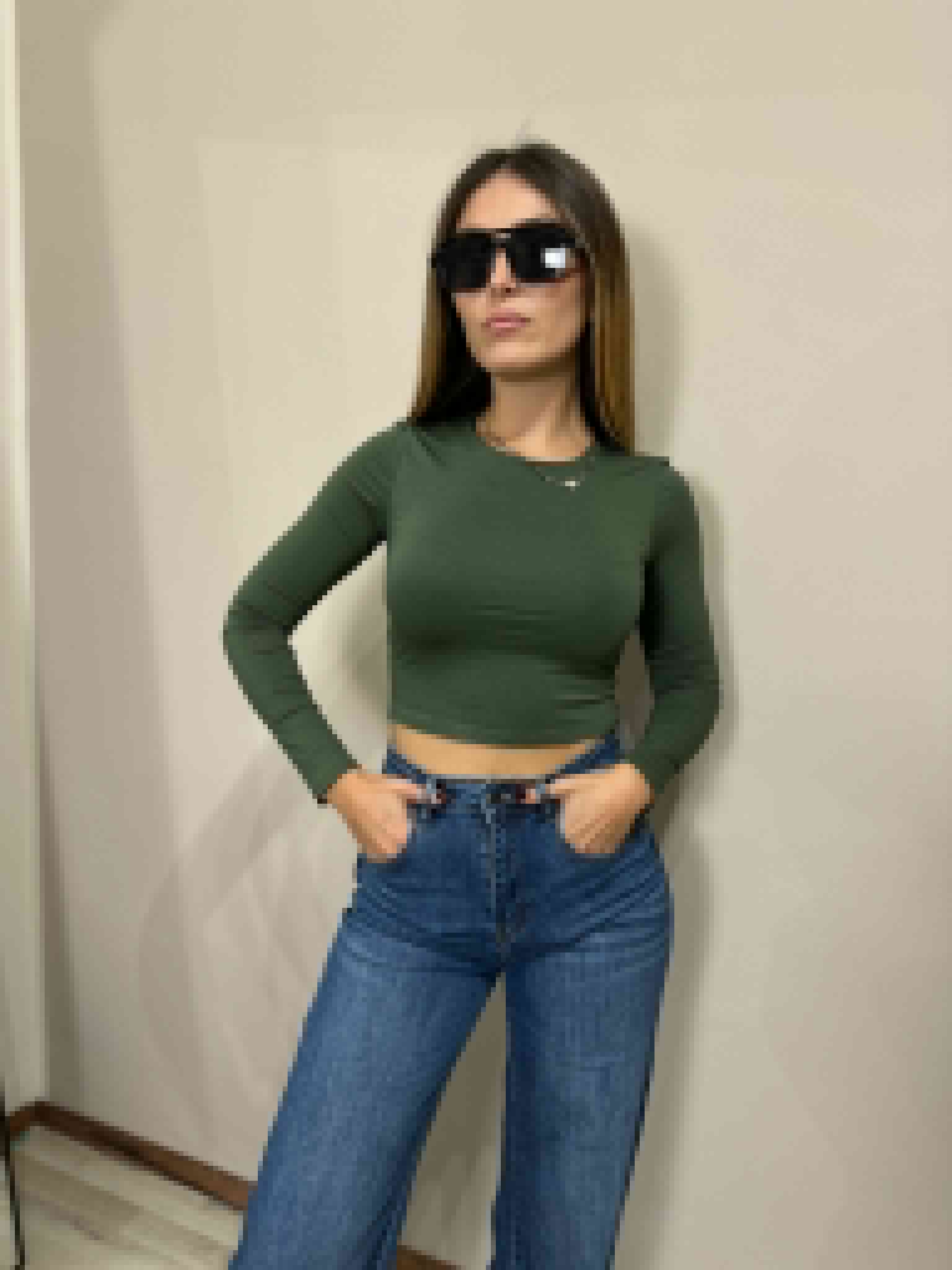 T-shirt crop Simo verde